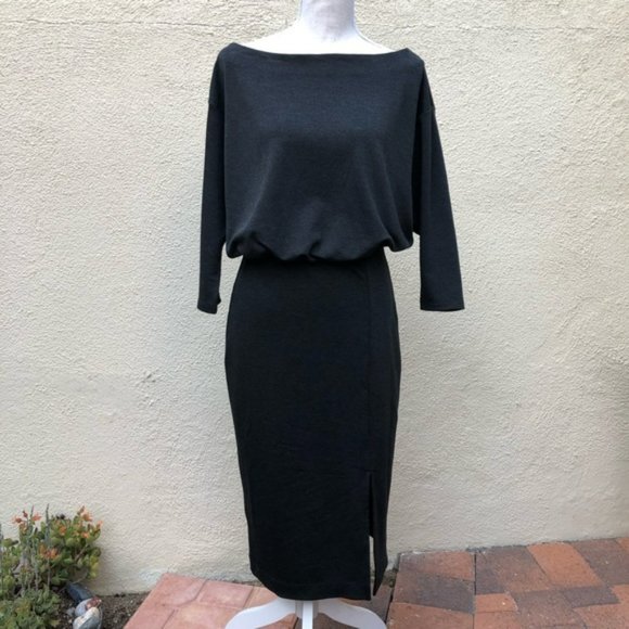 Anthropologie Grey Column Boat Neck Midi Dress Size Medium M - Picture 4 of 10